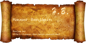 Hauser Benjámin névjegykártya